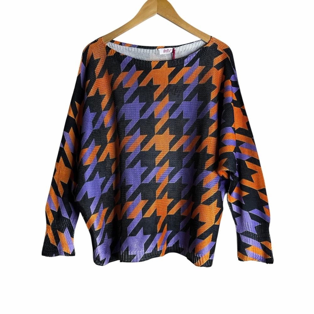 Houndstooth lightweight sweater. Medium by YOLLY ITALY NWT